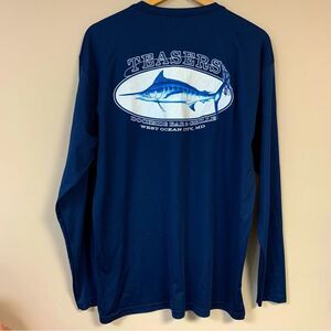 Teasers Marlin Ocean City MD Shirt Mens Large Navy Blue Dockside Bar Grill Sport